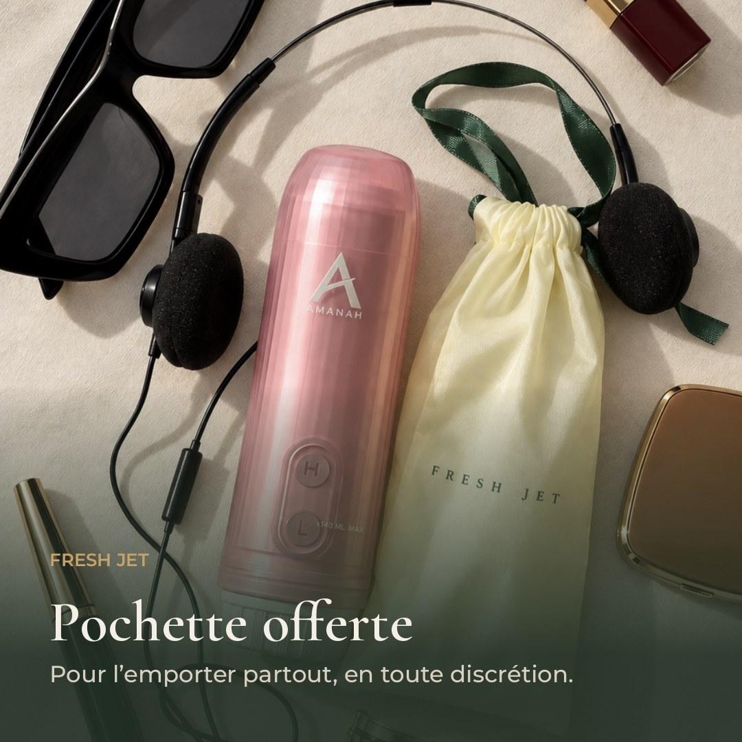 Bidet de voyage Fresh Jet rose avec sa pochette de transport offerte